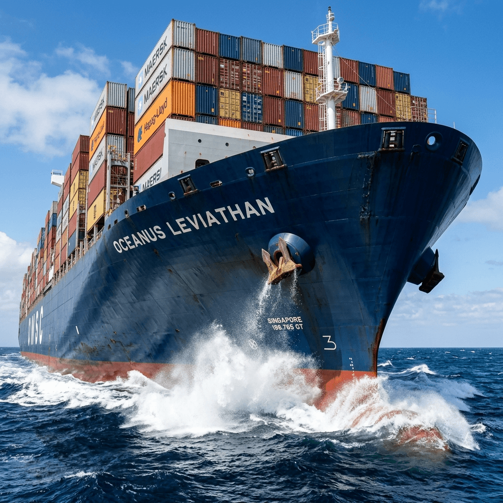 Cargo ship at sea